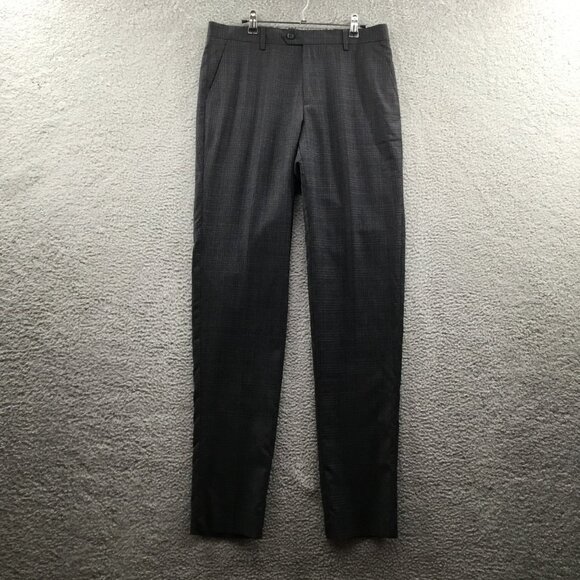 Zanetti Men's Dress Pants Gray Check 34R - Picture 1 of 3